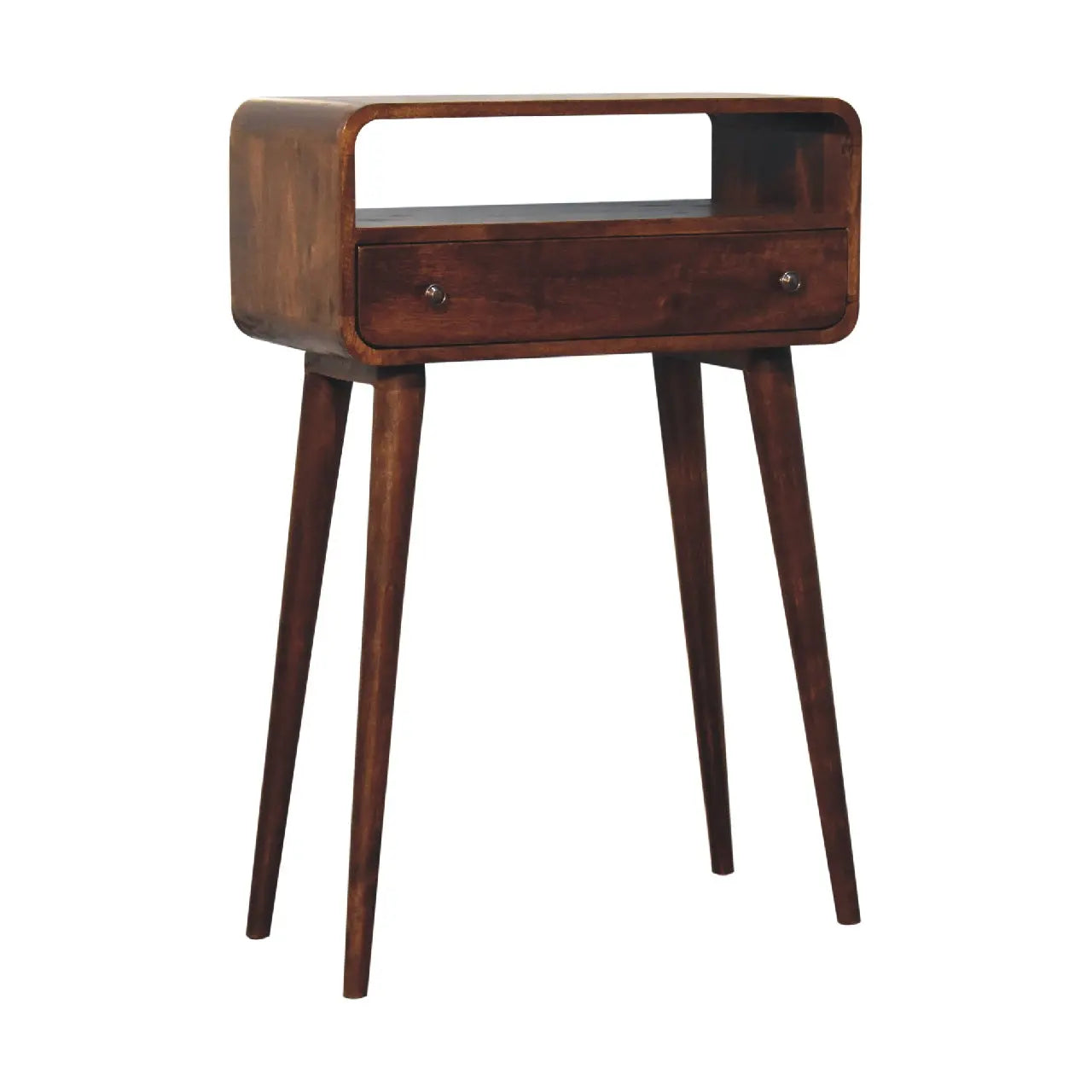 Chestnut Nordic Style One Drawer & One Open Slot Console Table - Living with Luxury