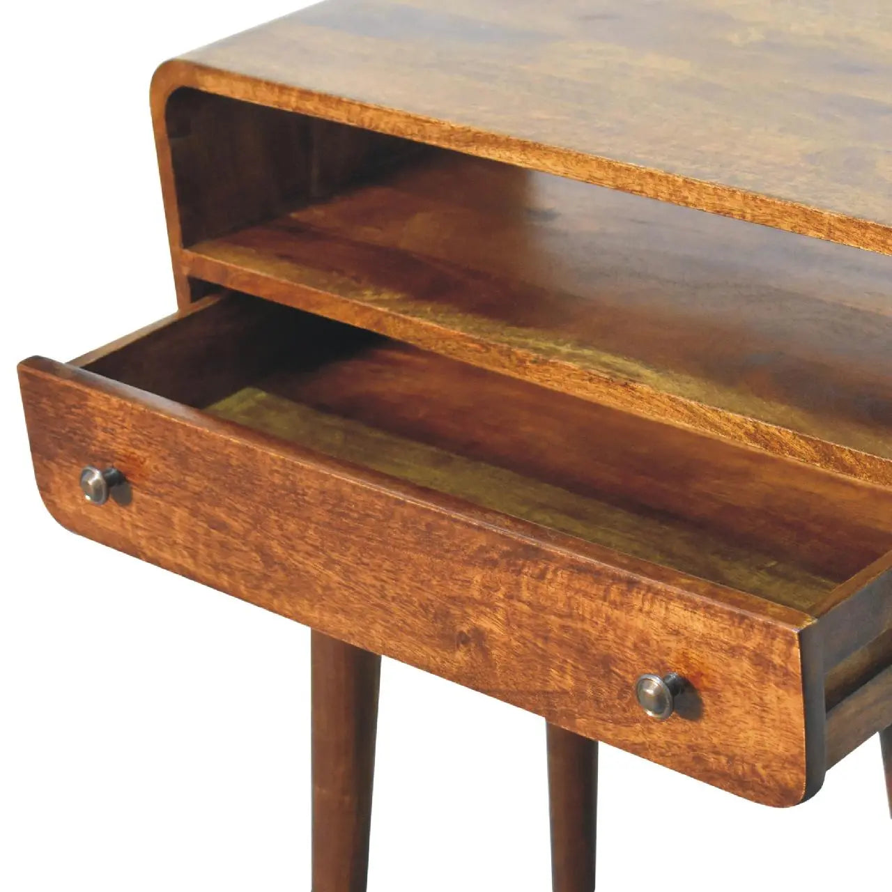 Chestnut Nordic Style One Drawer & One Open Slot Console Table - Living with Luxury