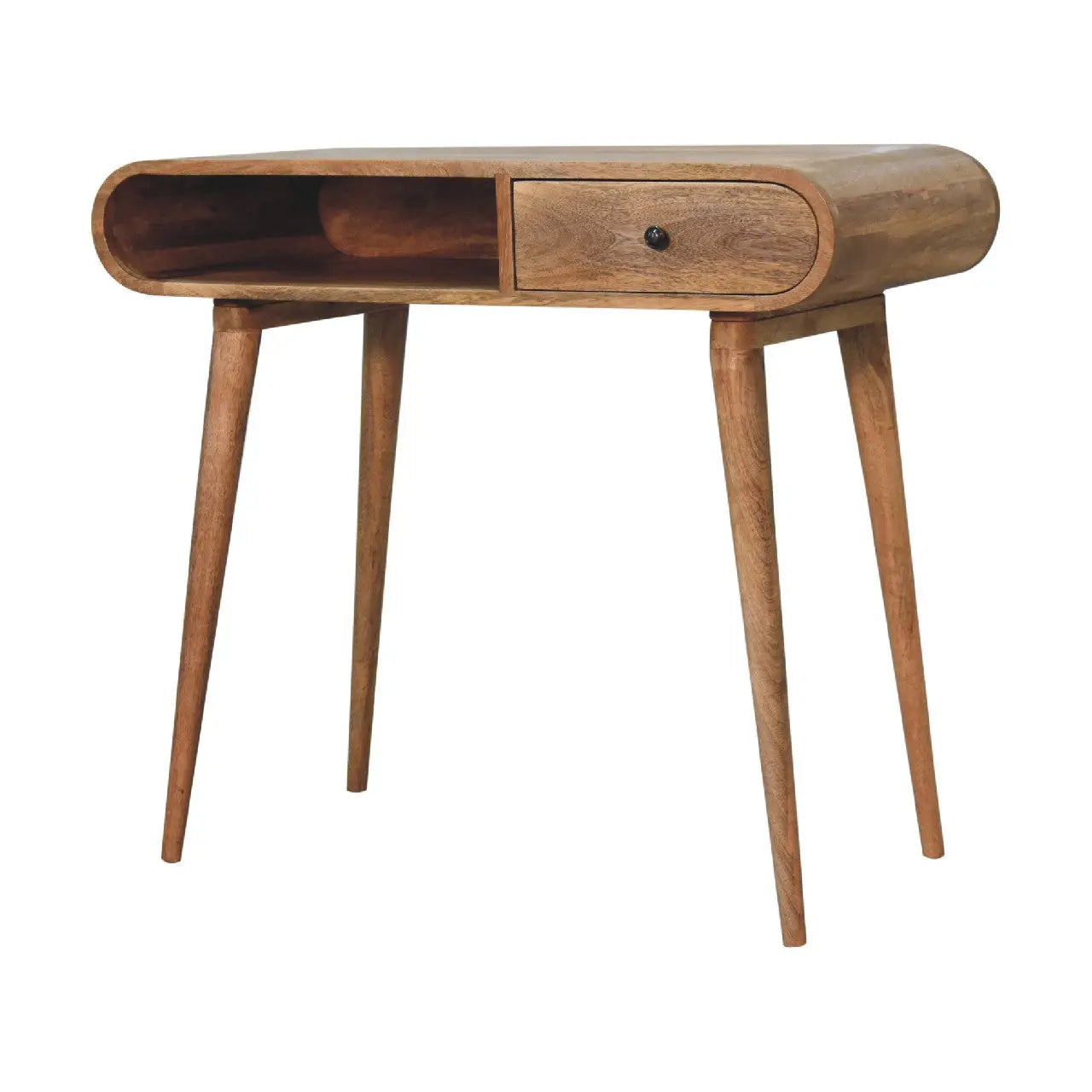 Curved Chestnut Writing Desk in a Home Office