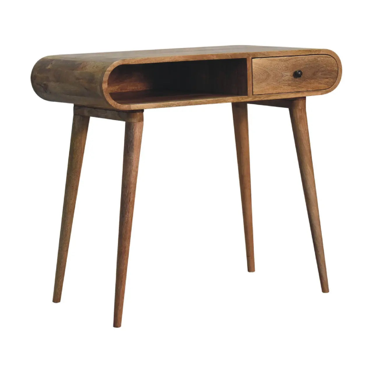Curved Edge Detail of Chestnut Writing Desk