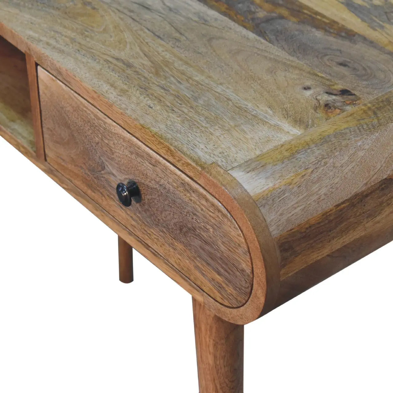 Side View of Curved Chestnut Writing Desk