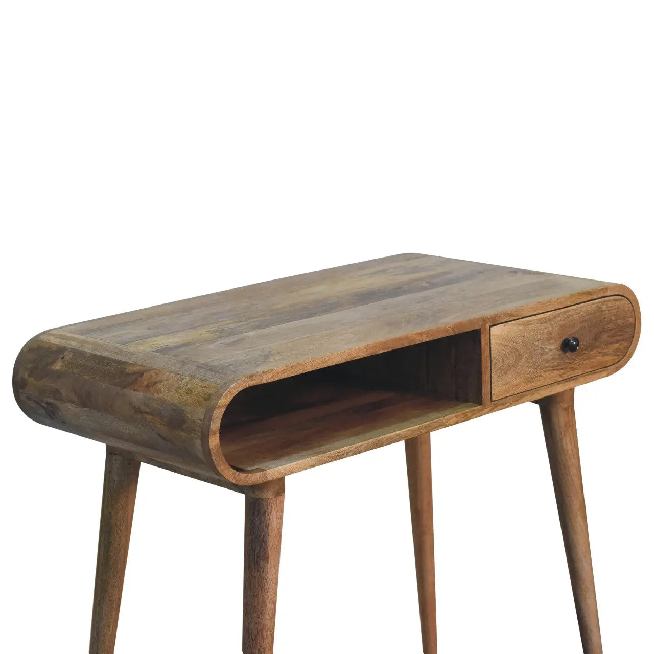 Curved Chestnut Writing Desk in a Modern Office Setup