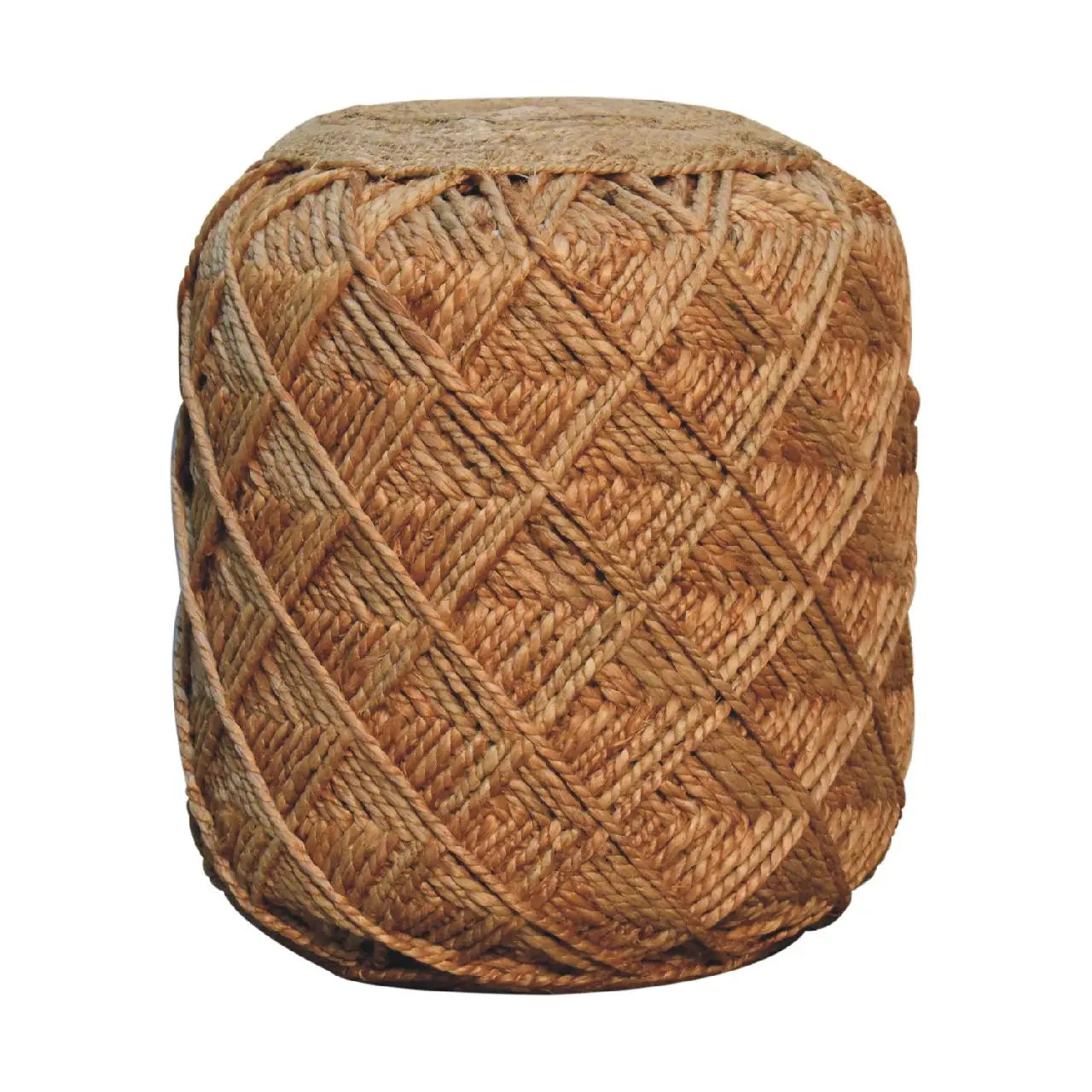 Jute Fibre Footstool Large Pattern - Living with Luxury