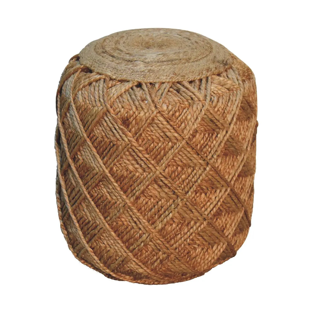 Jute Fibre Footstool Large Pattern - Living with Luxury