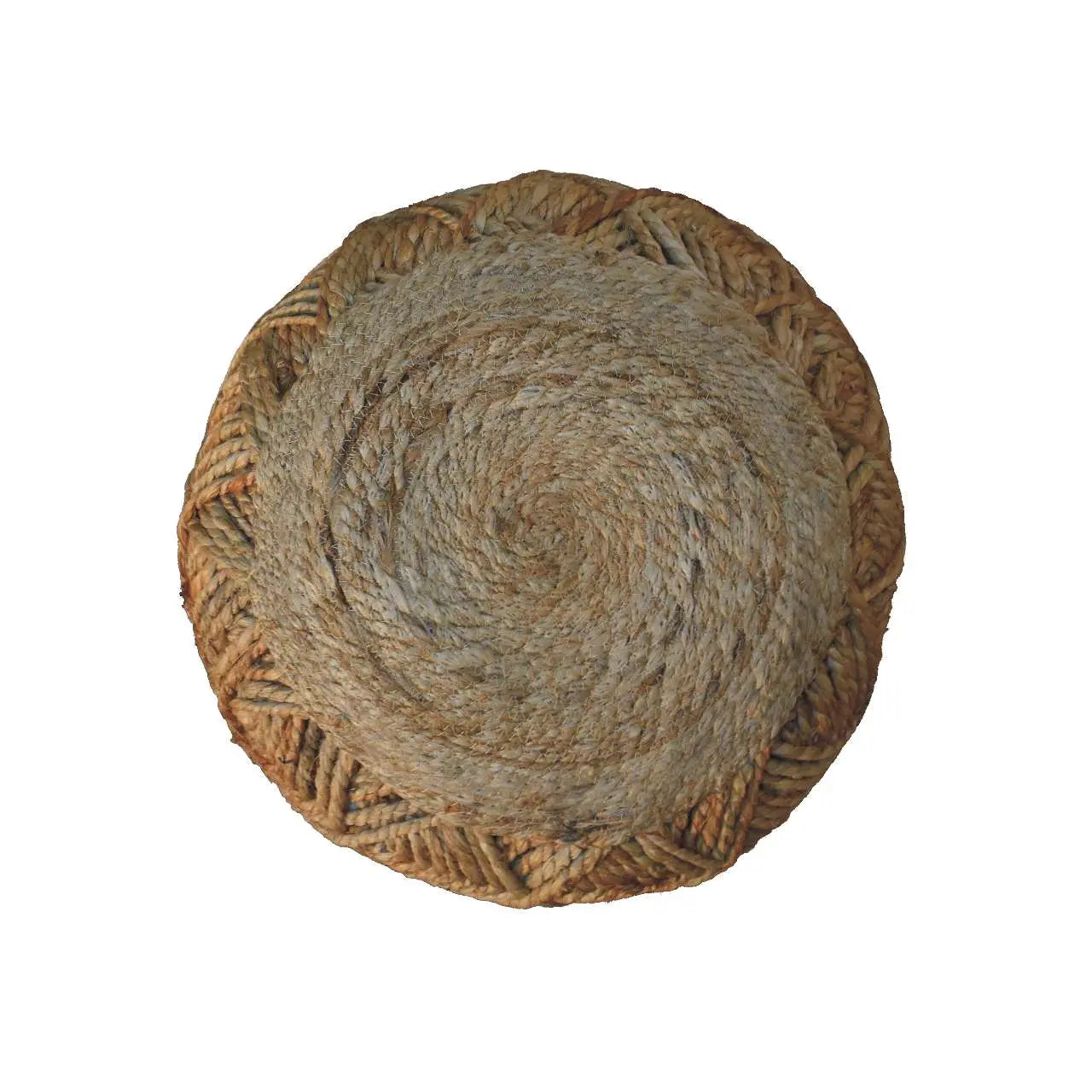 Jute Fibre Footstool Large Pattern - Living with Luxury