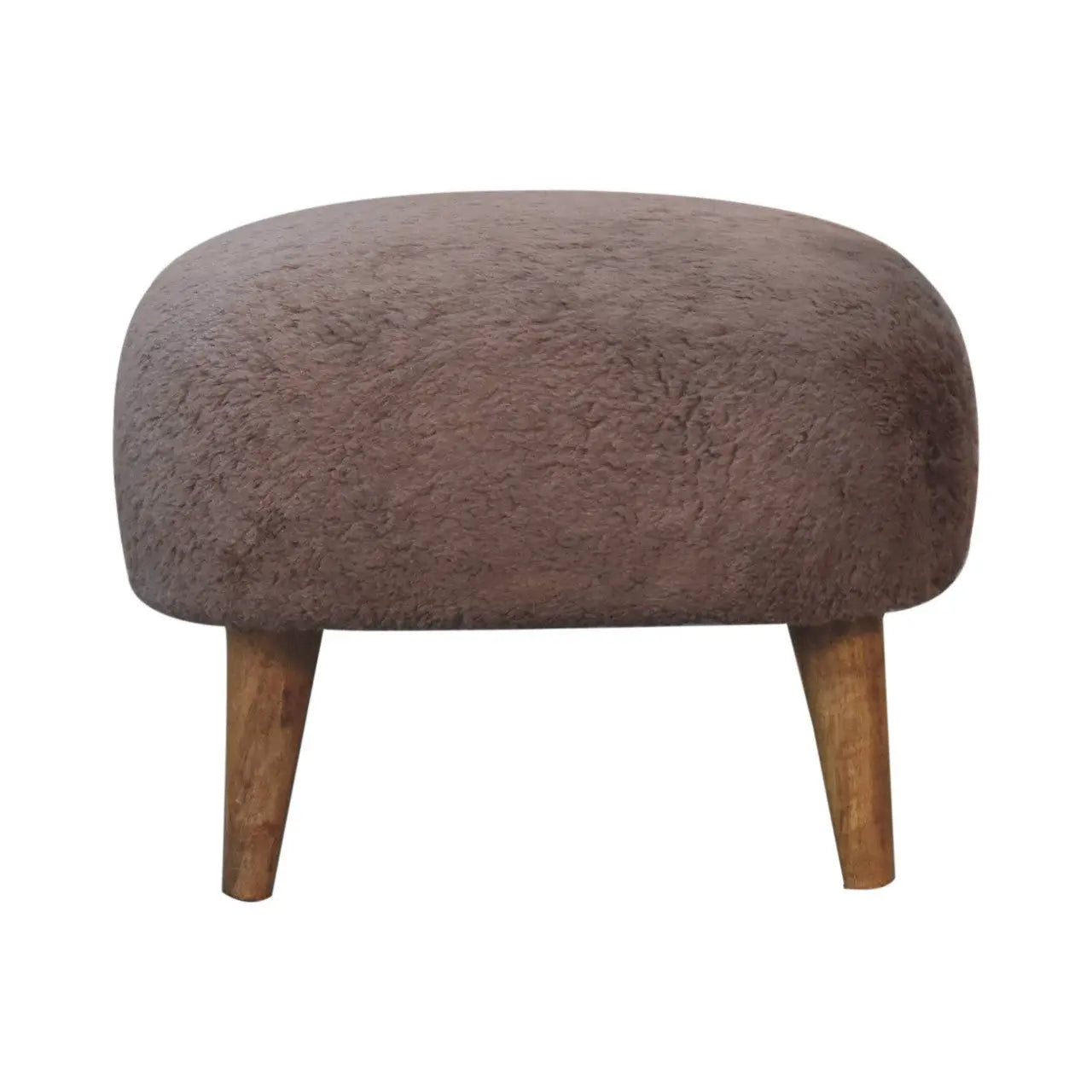 Mocha Faux Fur Square Stool - Living with Luxury