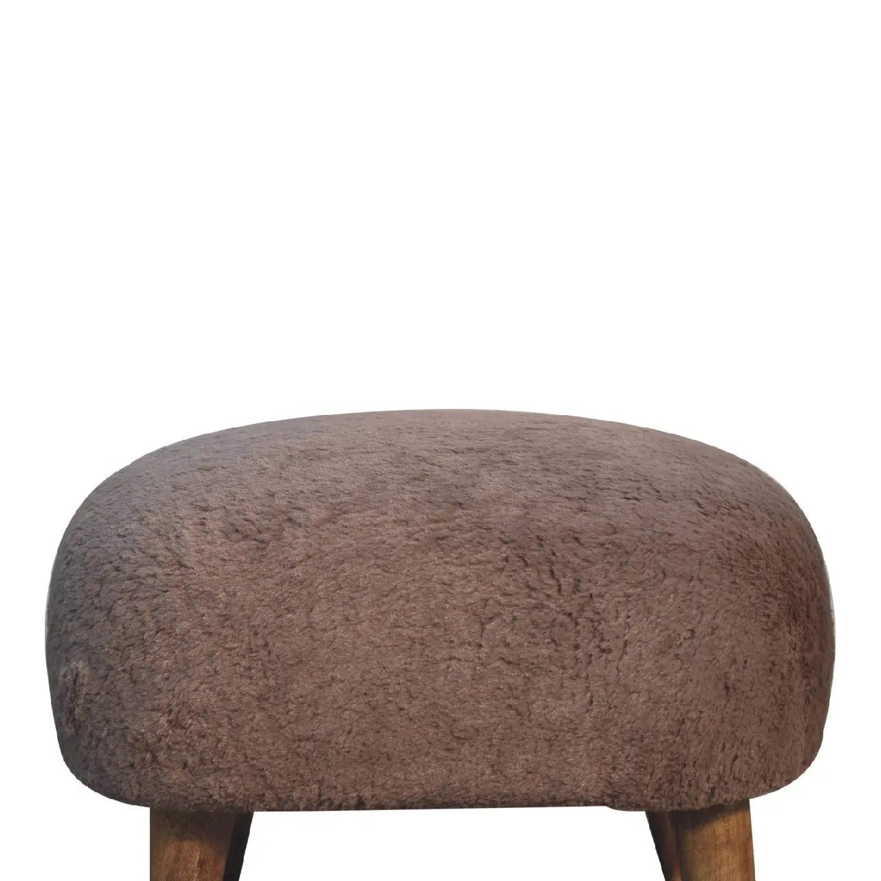Mocha Faux Fur Square Stool - Living with Luxury