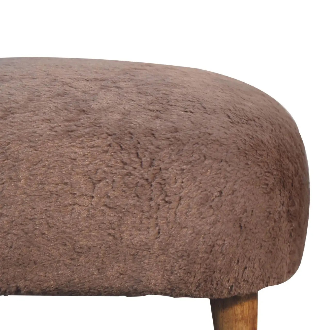 Mocha Faux Fur Square Stool - Living with Luxury