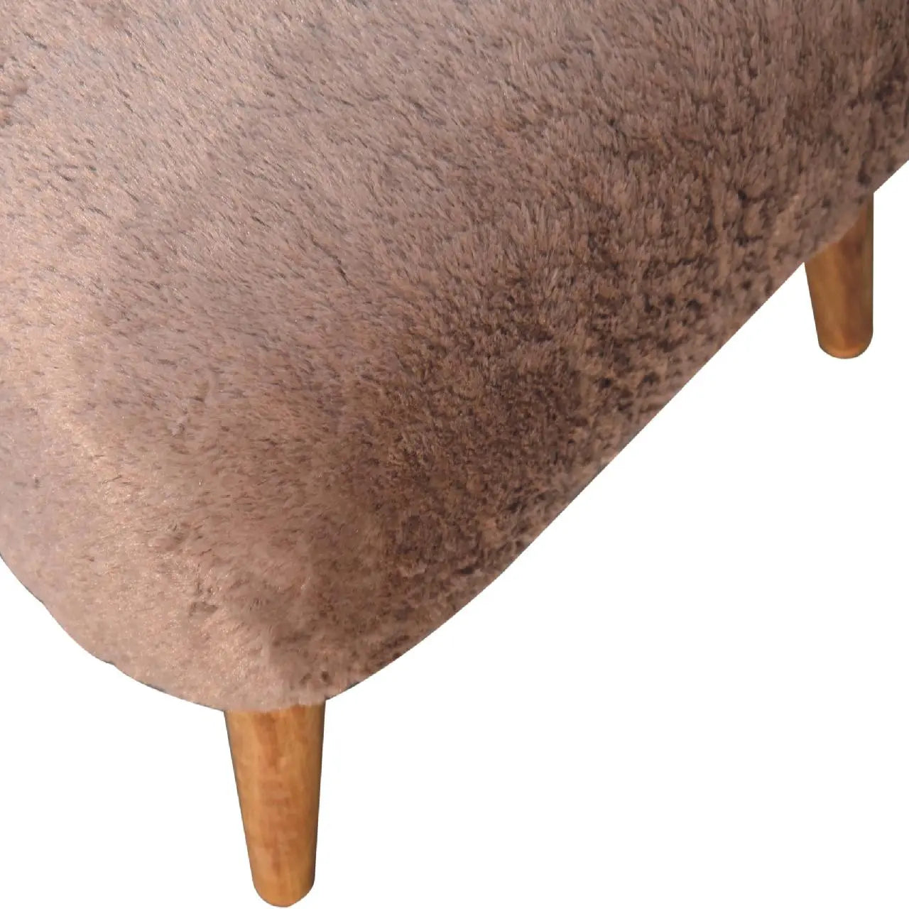 Mocha Faux Fur Square Stool - Living with Luxury