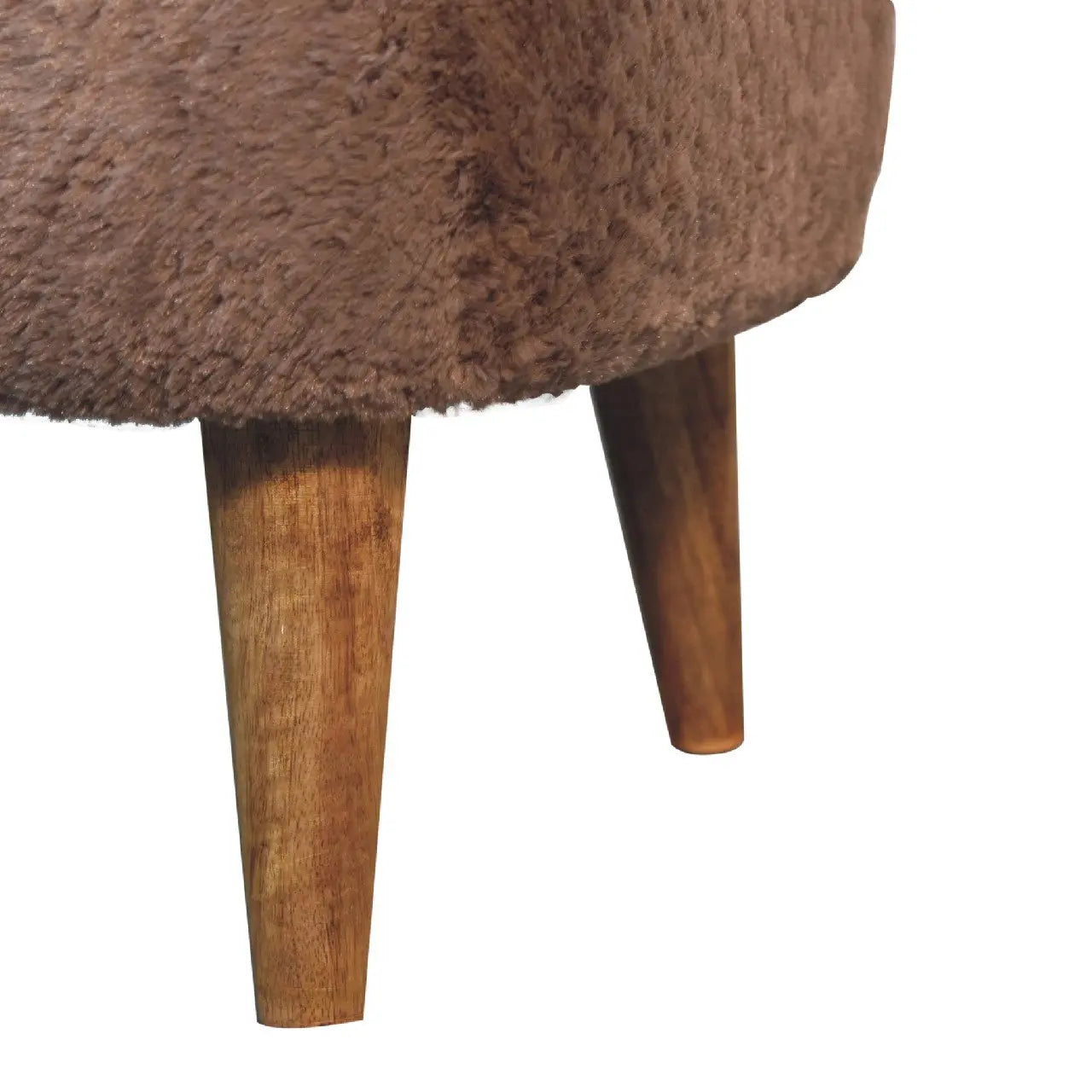Mocha Faux Fur Square Stool - Living with Luxury