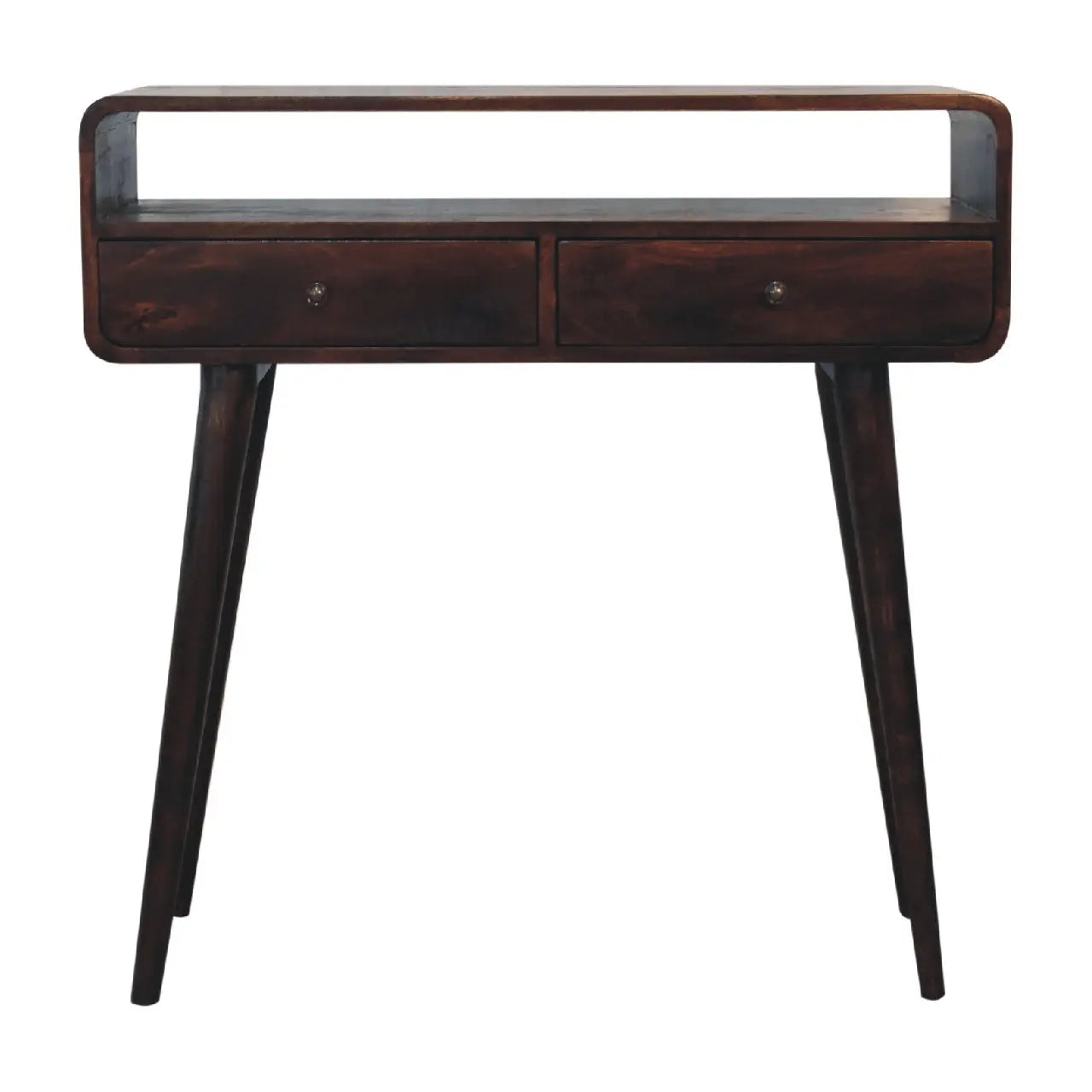 Curved Light Walnut Console Table - Living with Luxury