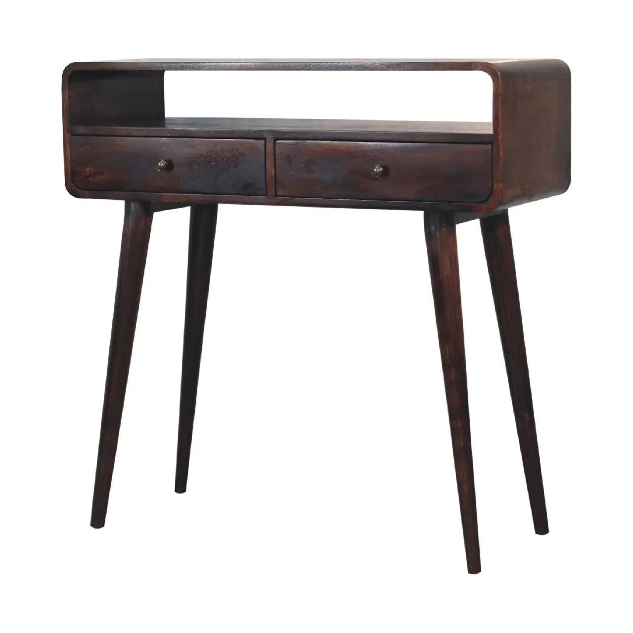 Curved Light Walnut Console Table - Living with Luxury