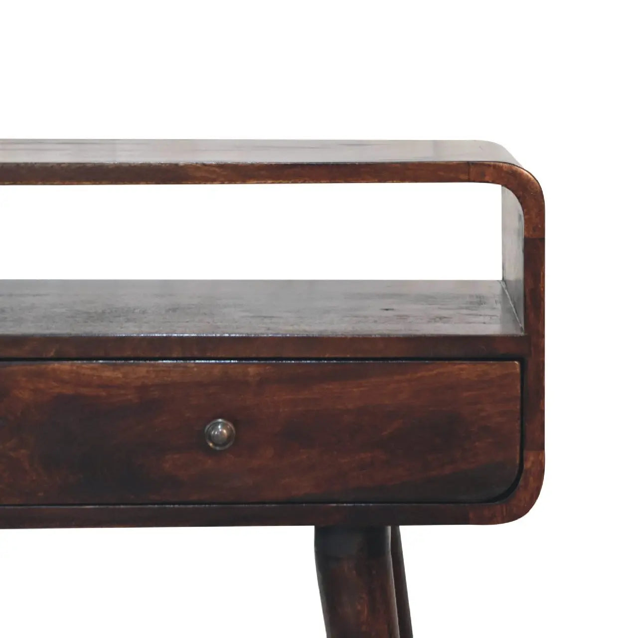 Curved Light Walnut Console Table - Living with Luxury