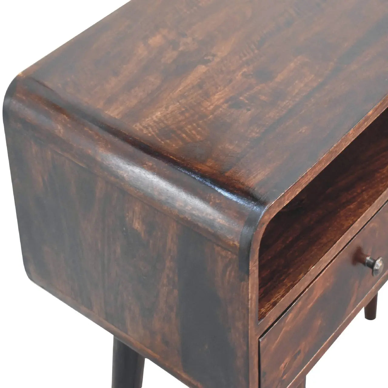 Curved Light Walnut Console Table - Living with Luxury