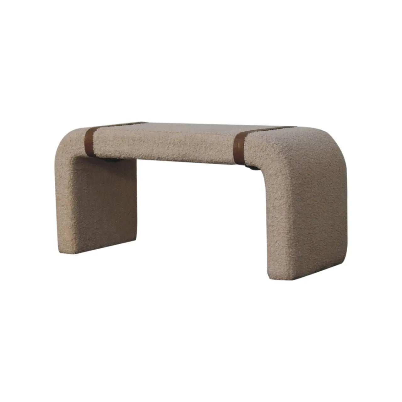 Boucle Leather Strap Bench - Living with Luxury