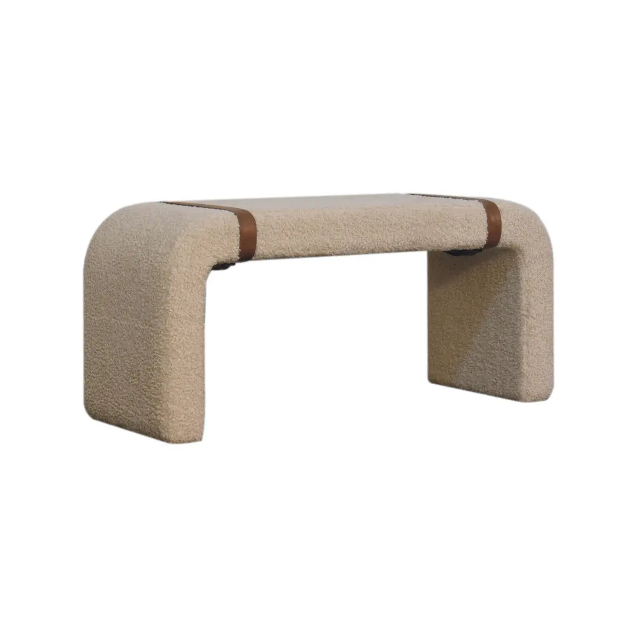 Boucle Leather Strap Bench - Living with Luxury