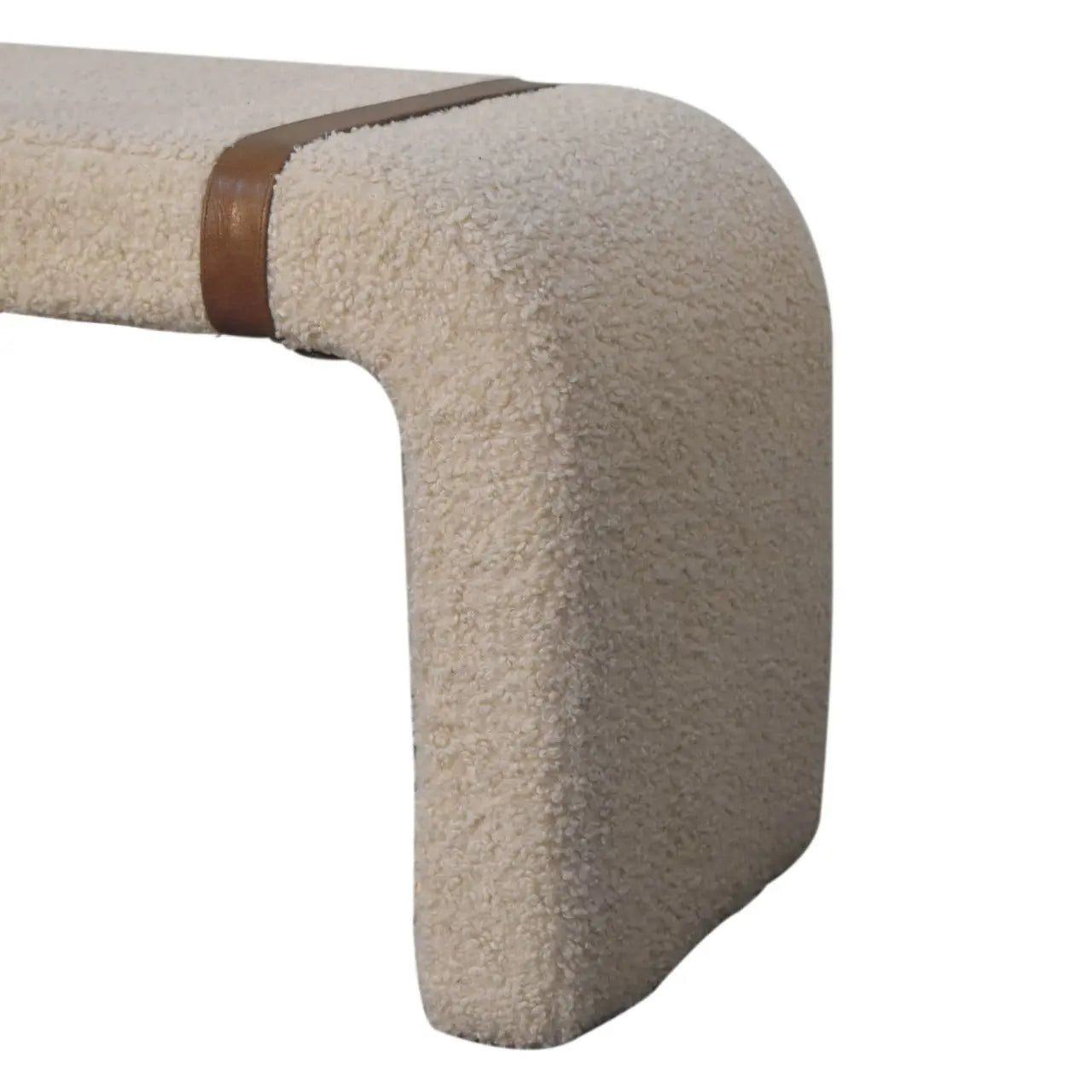 Boucle Leather Strap Bench - Living with Luxury