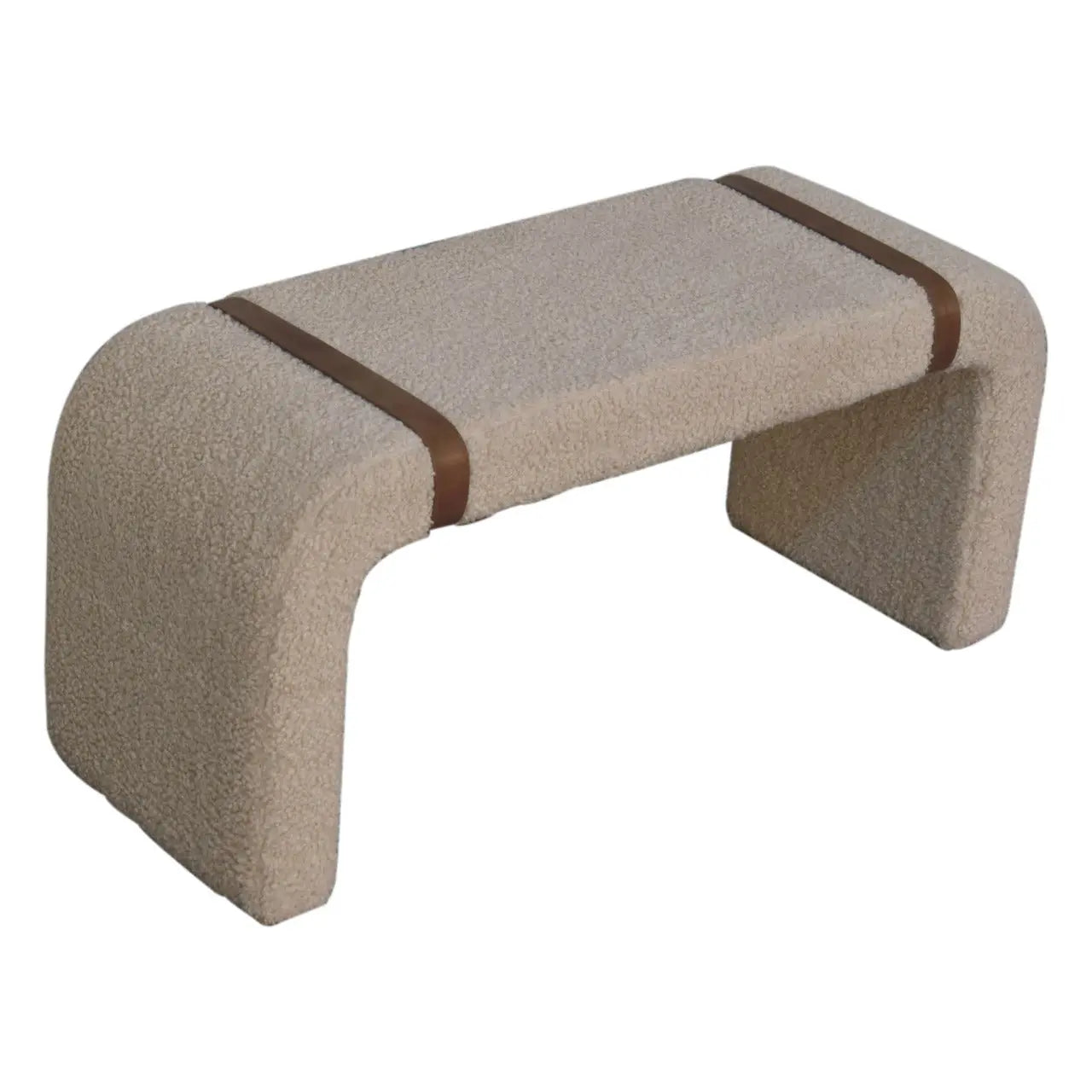 Boucle Leather Strap Bench - Living with Luxury