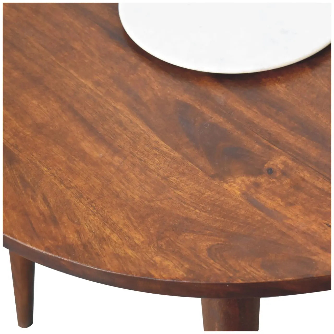 Chestnut Round Nordic End Table - Living with Luxury