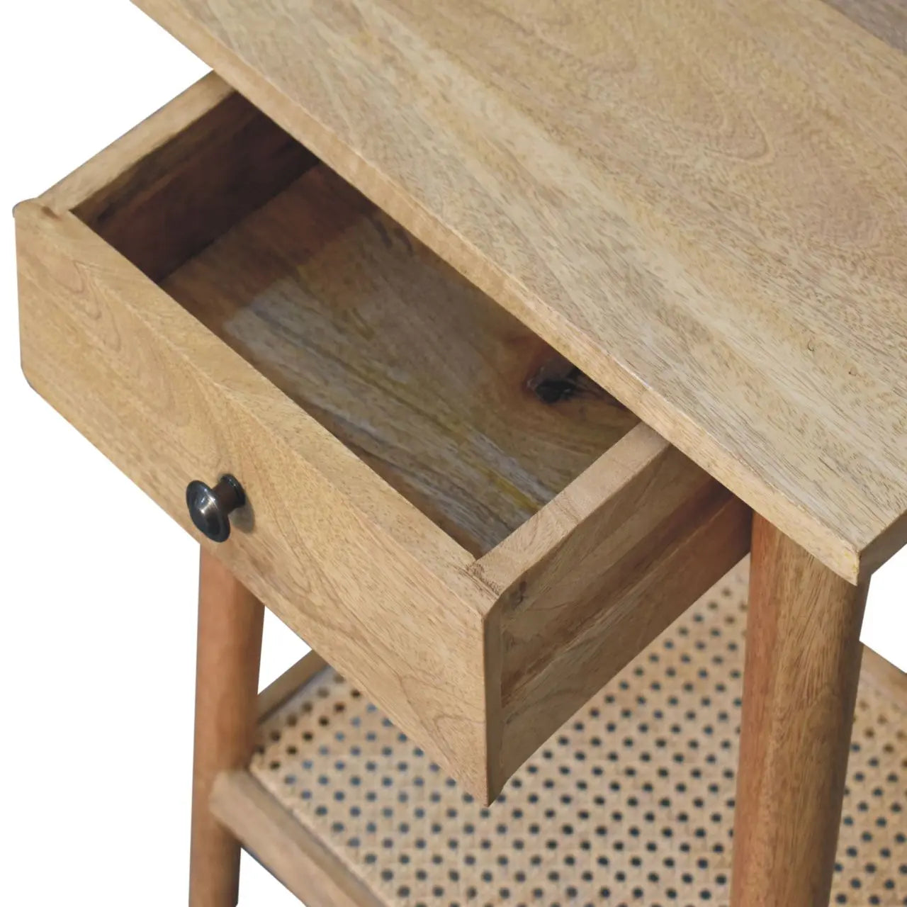 Woven Solid Wood End Table - Living with Luxury