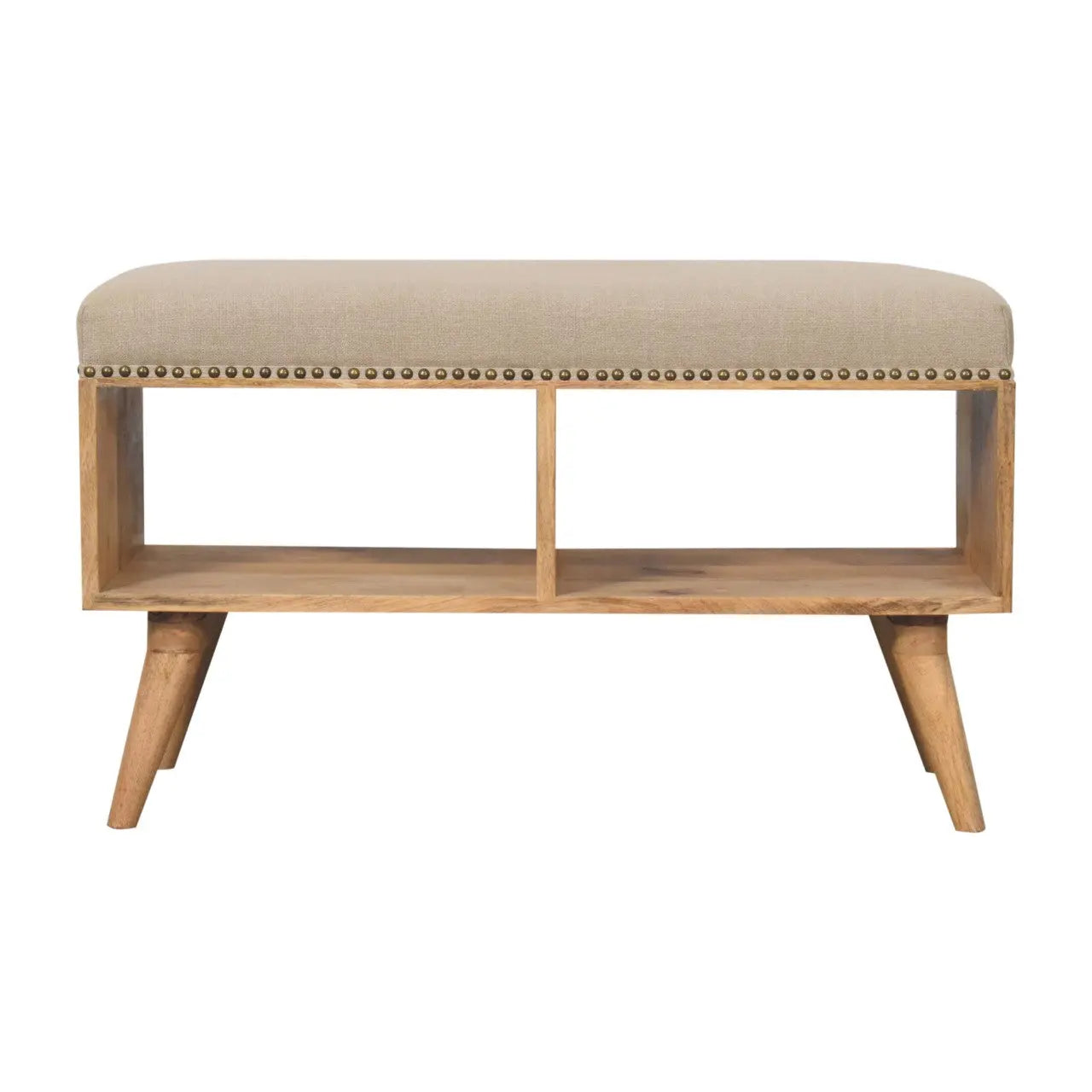 Studded Linen Open Bench - Living with Luxury