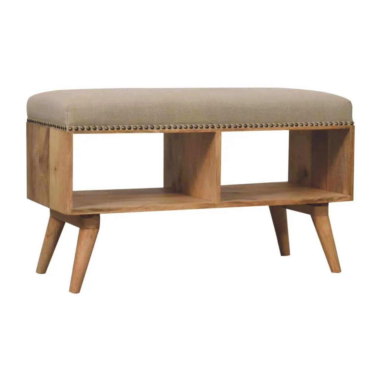 Studded Linen Open Bench - Living with Luxury