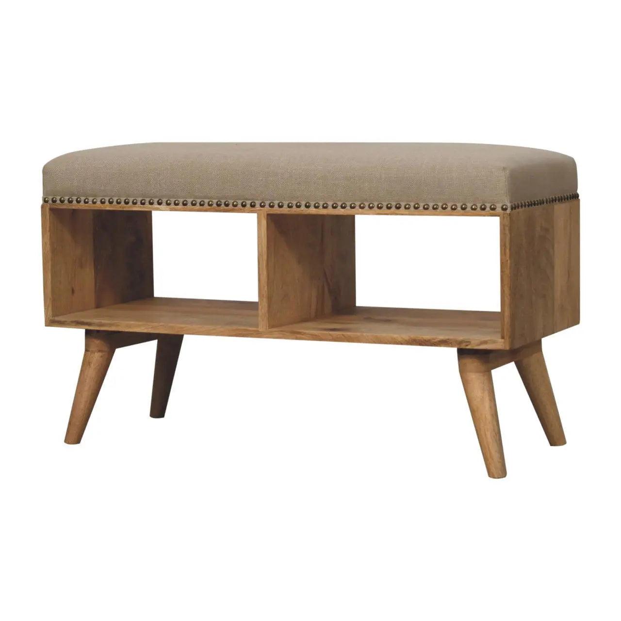 Studded Linen Open Bench - Living with Luxury