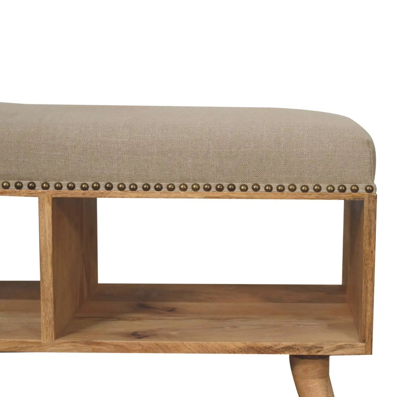 Studded Linen Open Bench - Living with Luxury