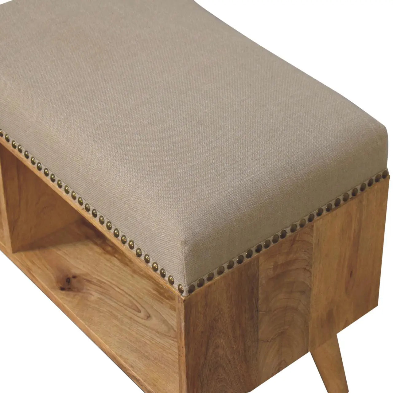 Studded Linen Open Bench - Living with Luxury