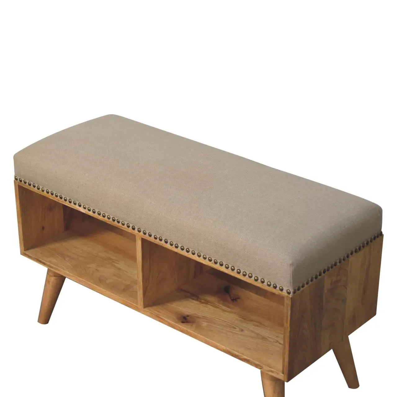 Studded Linen Open Bench - Living with Luxury