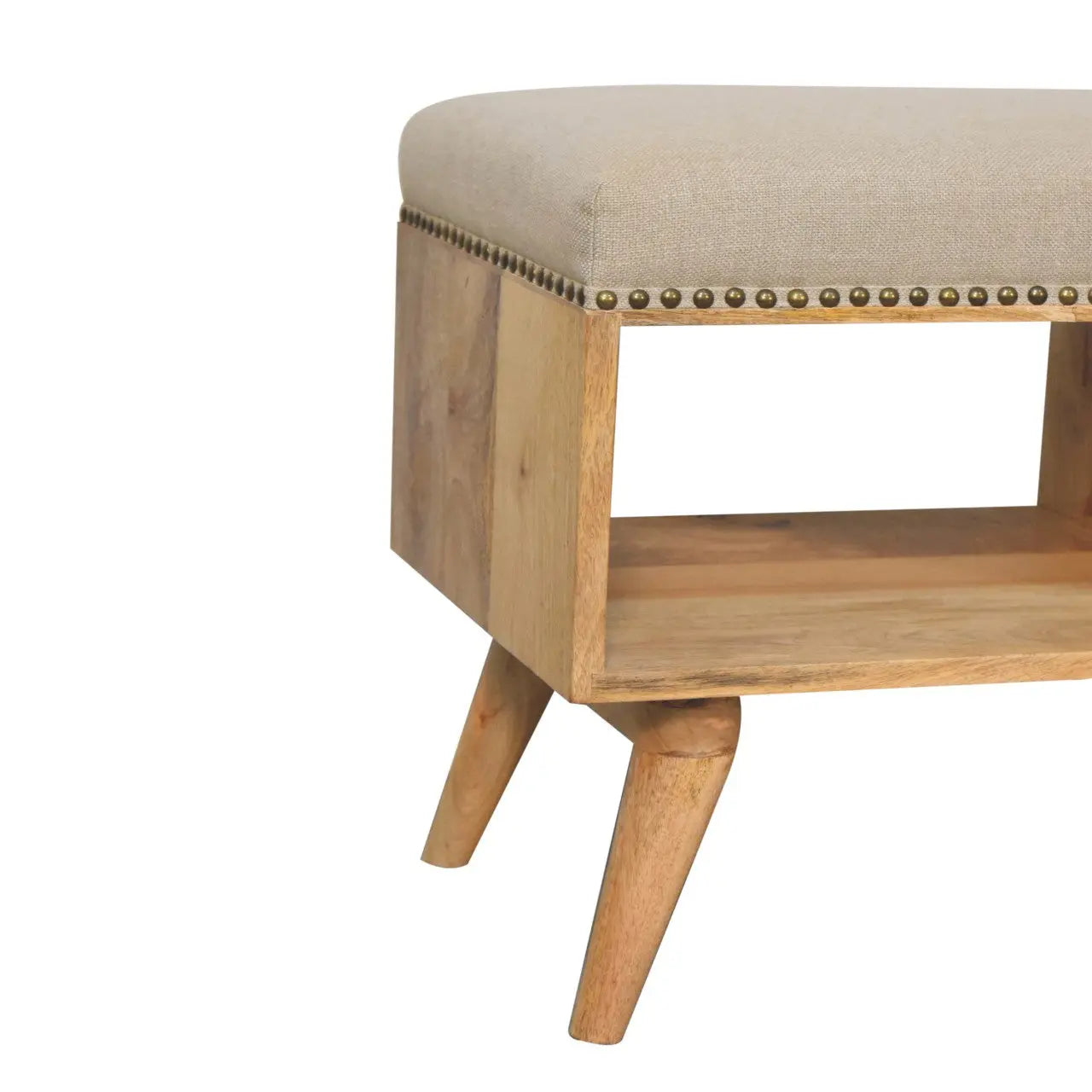 Studded Linen Open Bench - Living with Luxury