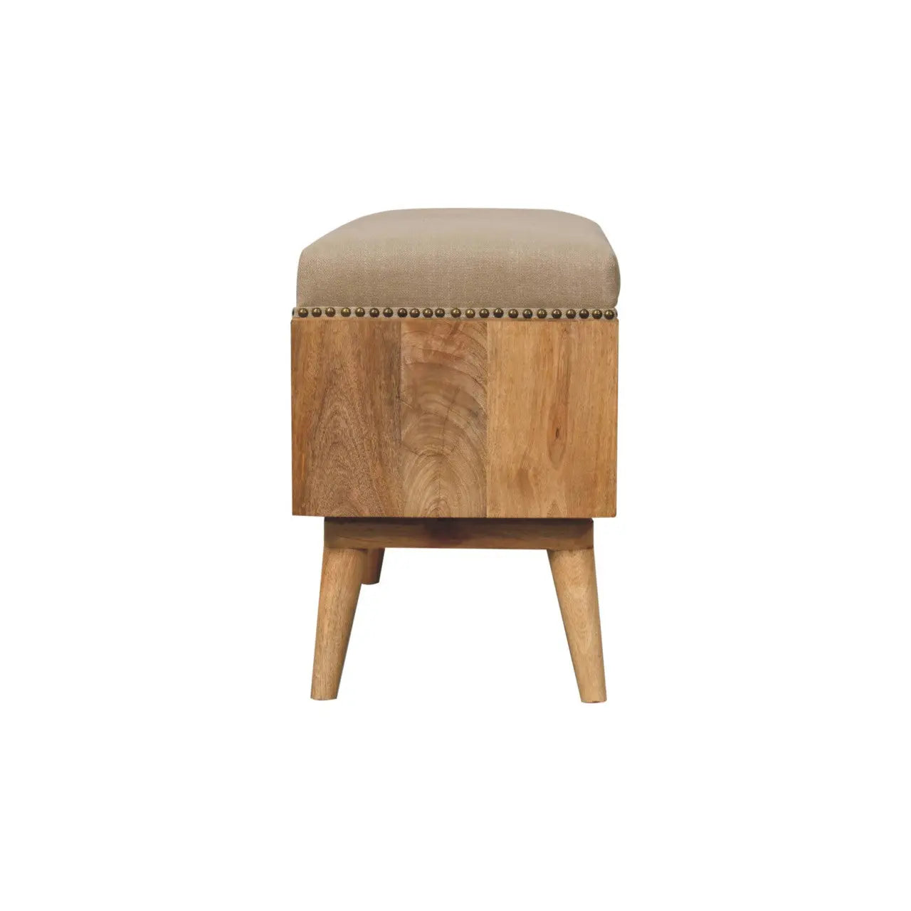 Studded Linen Open Bench - Living with Luxury