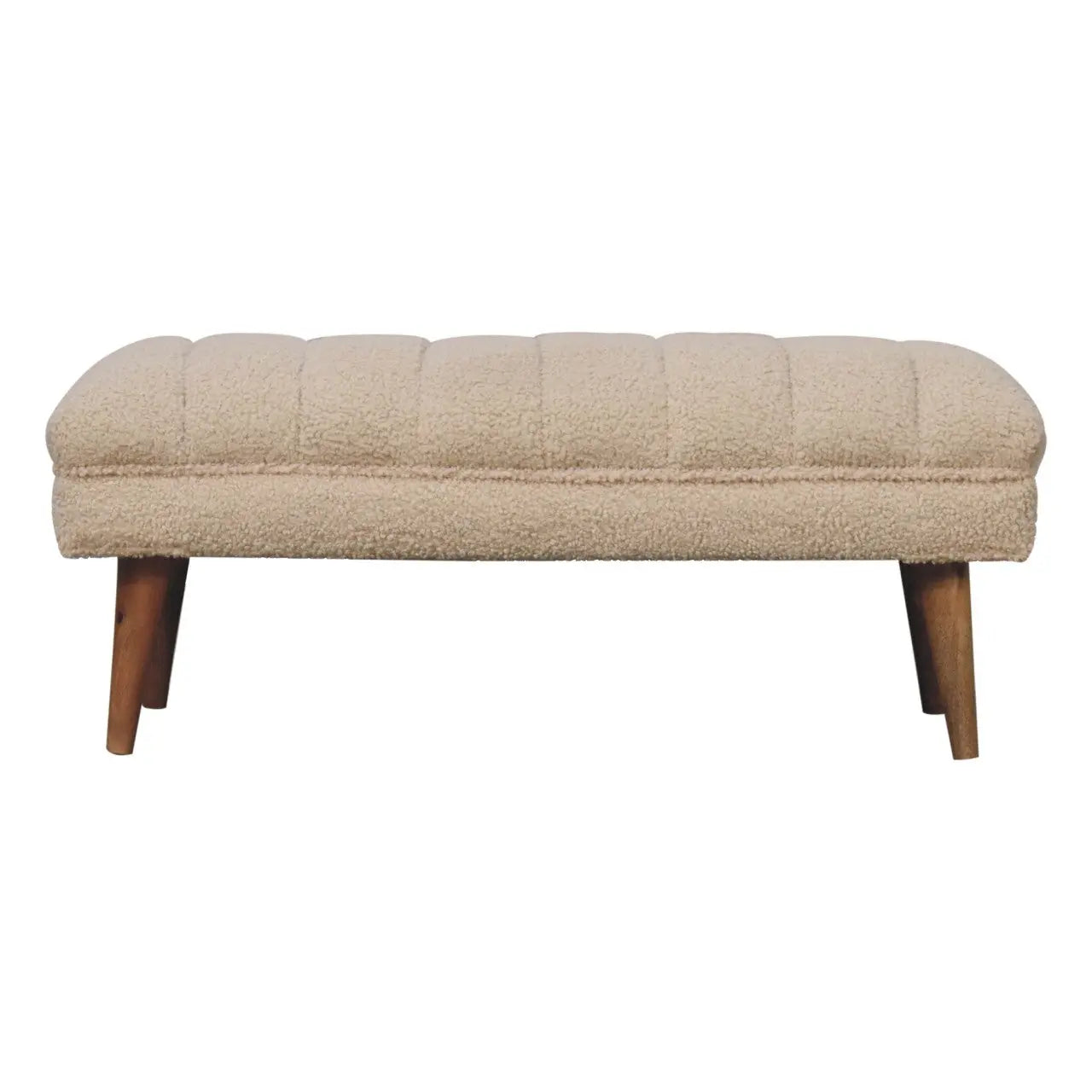 Cream Boucle Puffer Bench - Living with Luxury