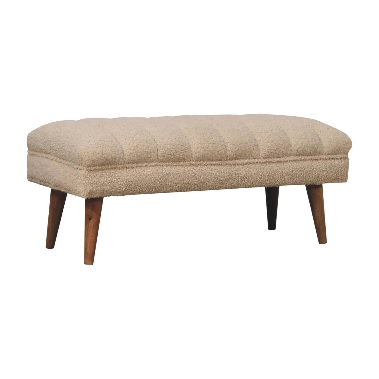 Cream Boucle Puffer Bench - Living with Luxury