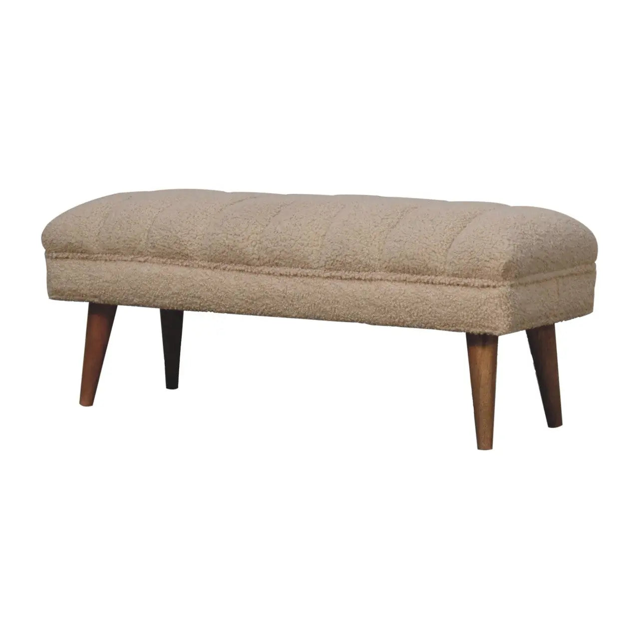Cream Boucle Puffer Bench - Living with Luxury