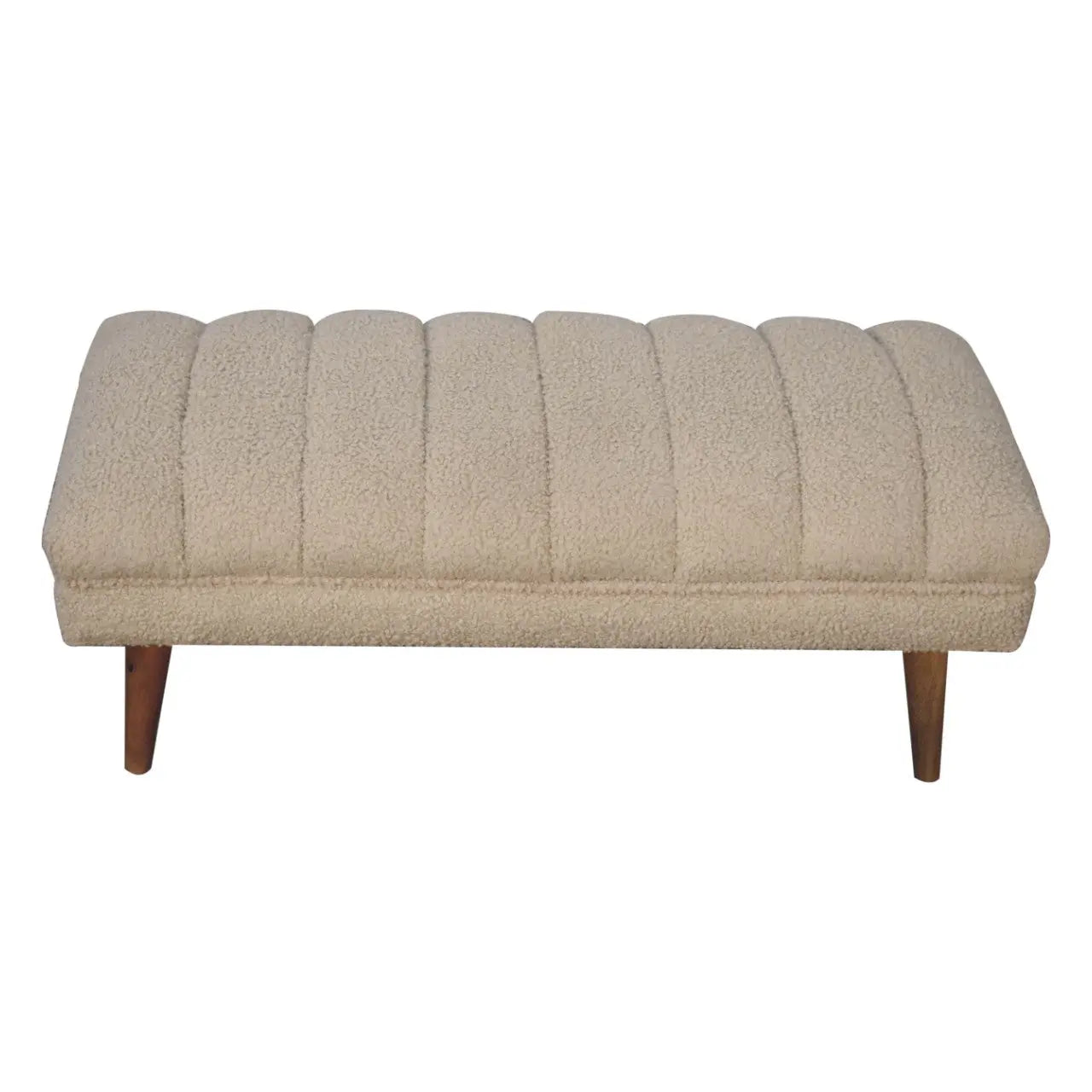 Cream Boucle Puffer Bench - Living with Luxury