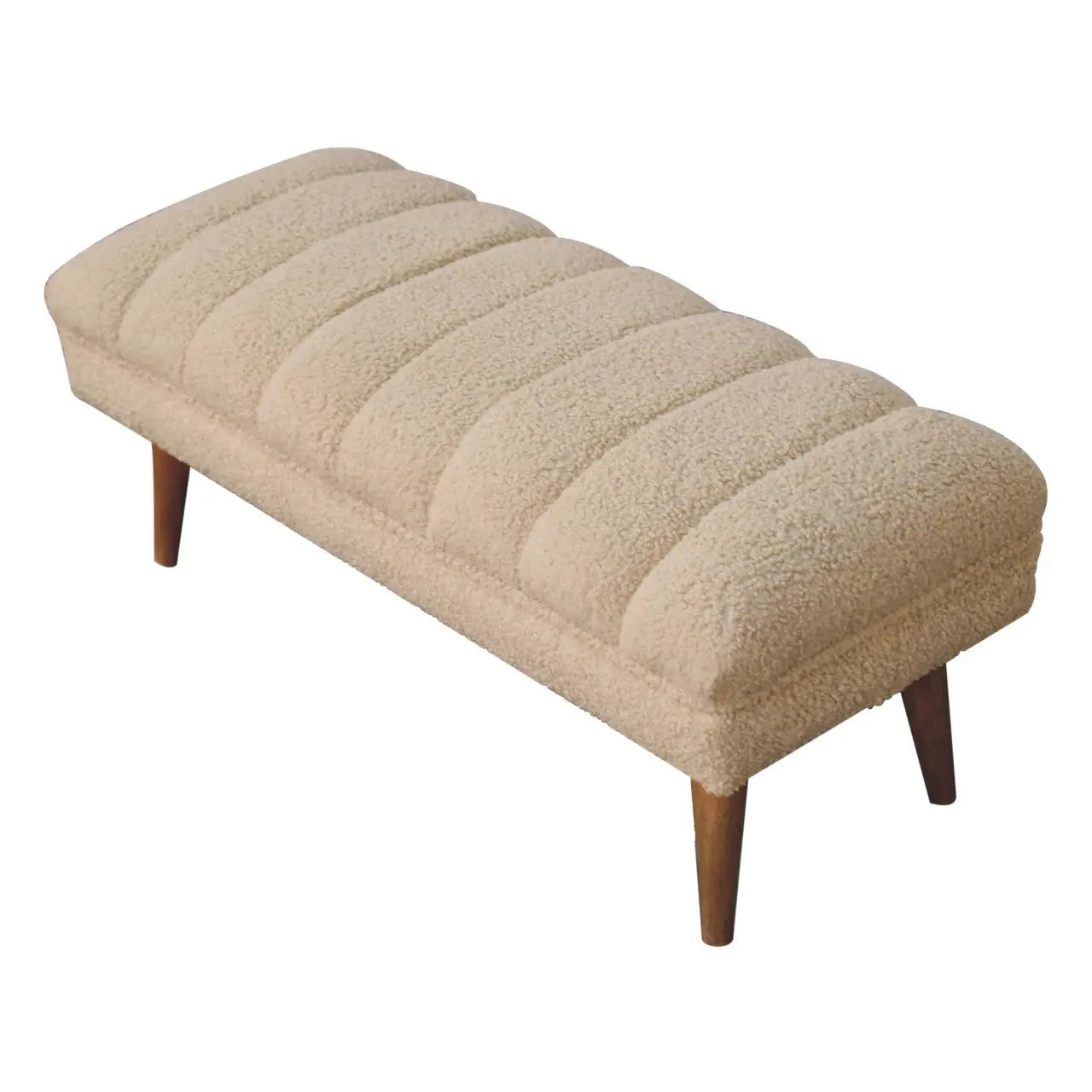 Cream Boucle Puffer Bench - Living with Luxury
