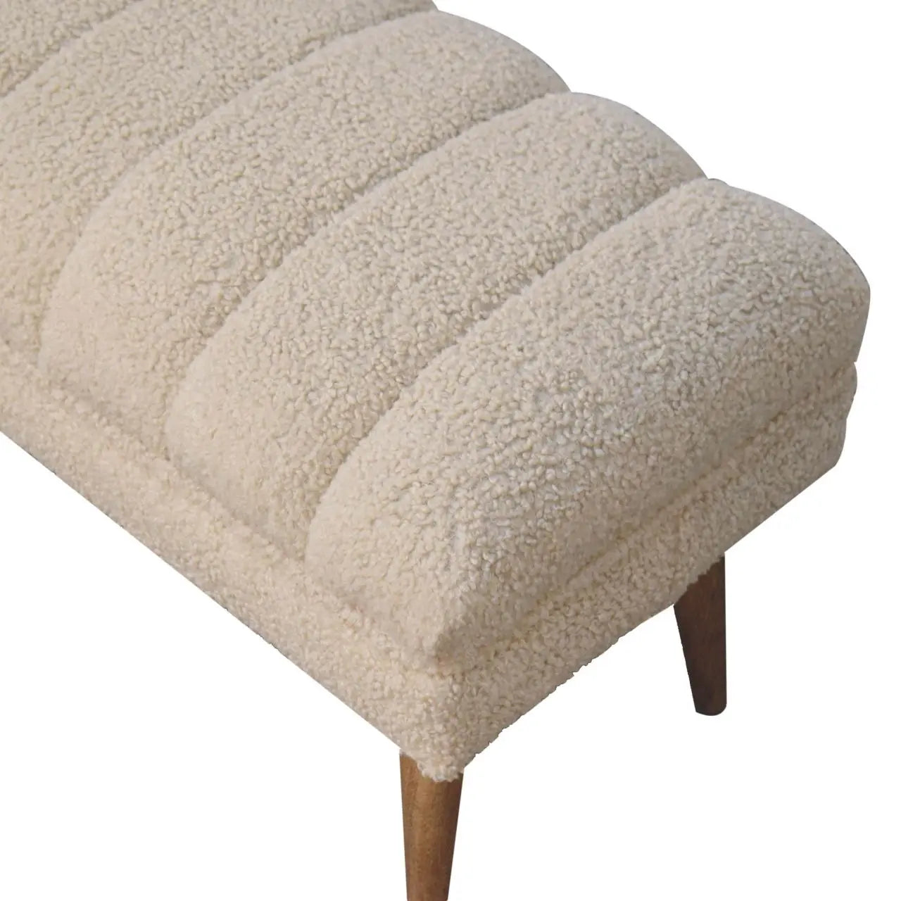 Cream Boucle Puffer Bench - Living with Luxury