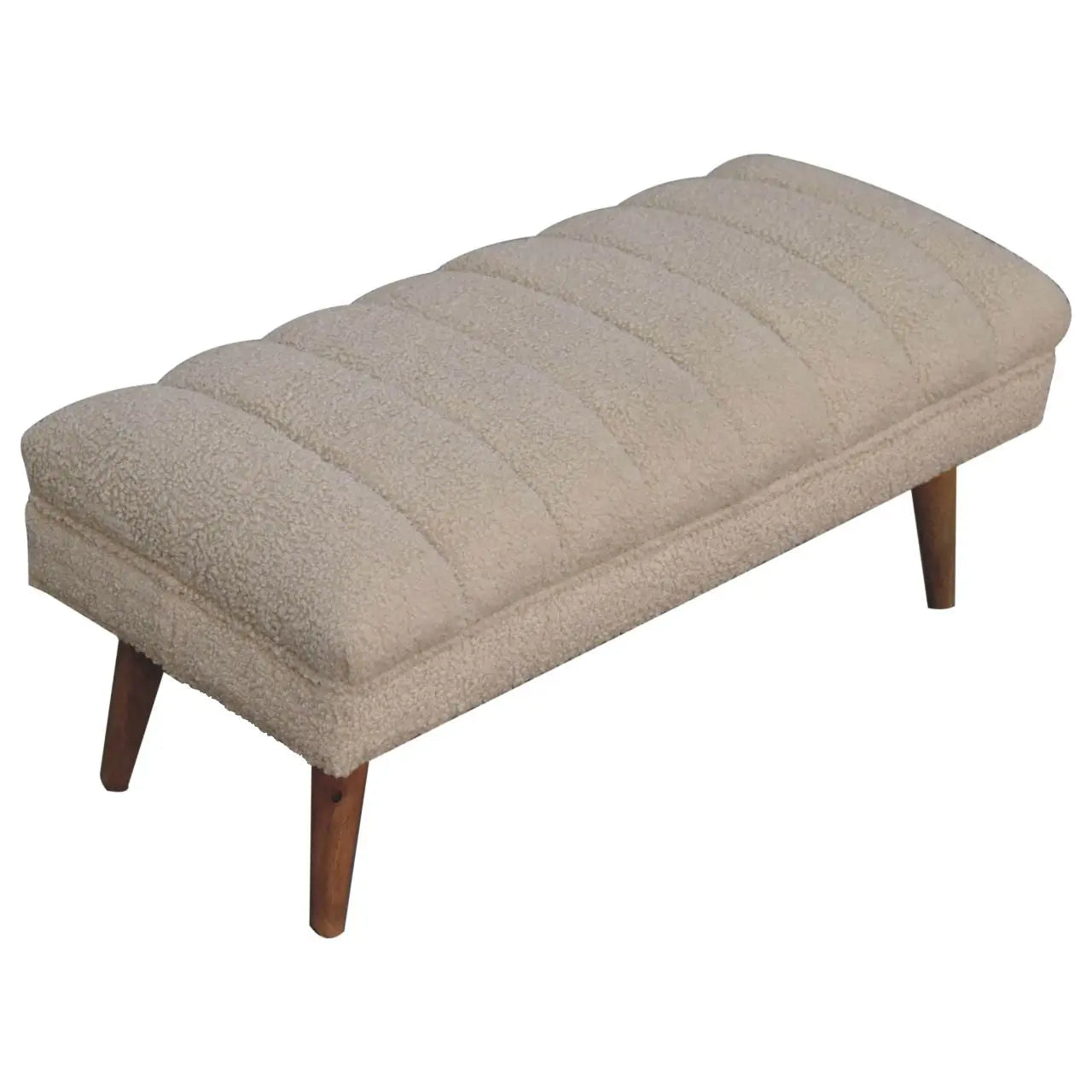 Cream Boucle Puffer Bench - Living with Luxury