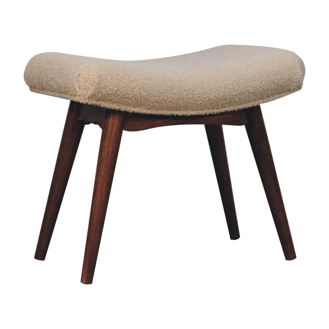 Honey Caramel Boucle Cream Curved Bench - Living with Luxury