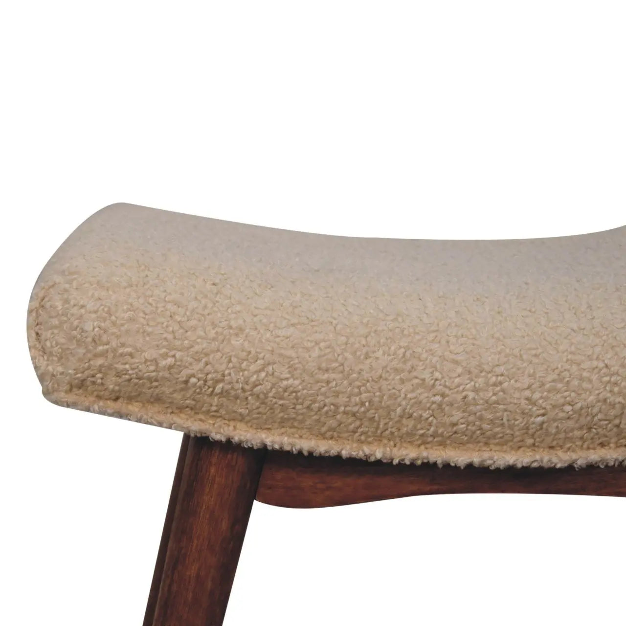 Honey Caramel Boucle Cream Curved Bench - Living with Luxury