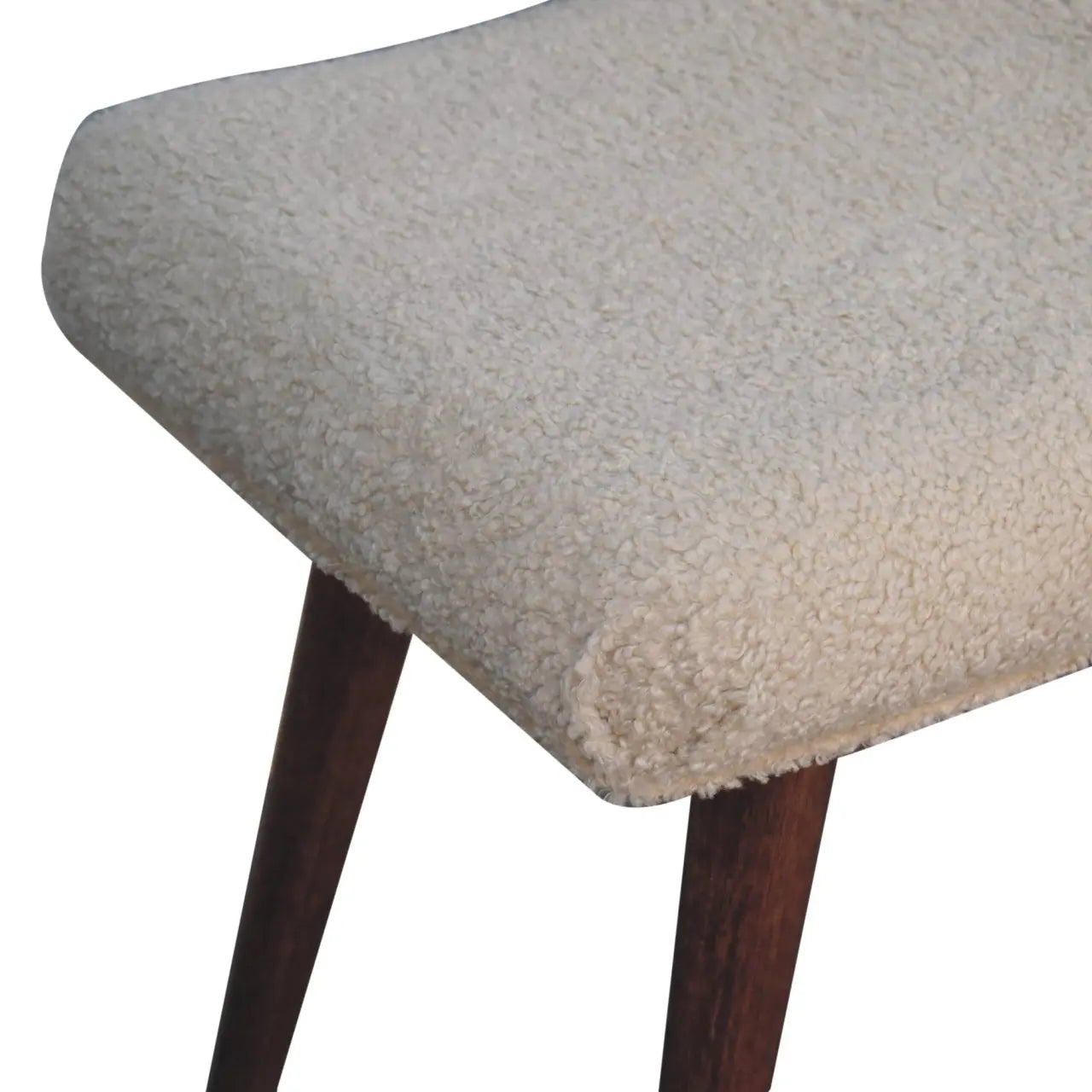 Honey Caramel Boucle Cream Curved Bench - Living with Luxury