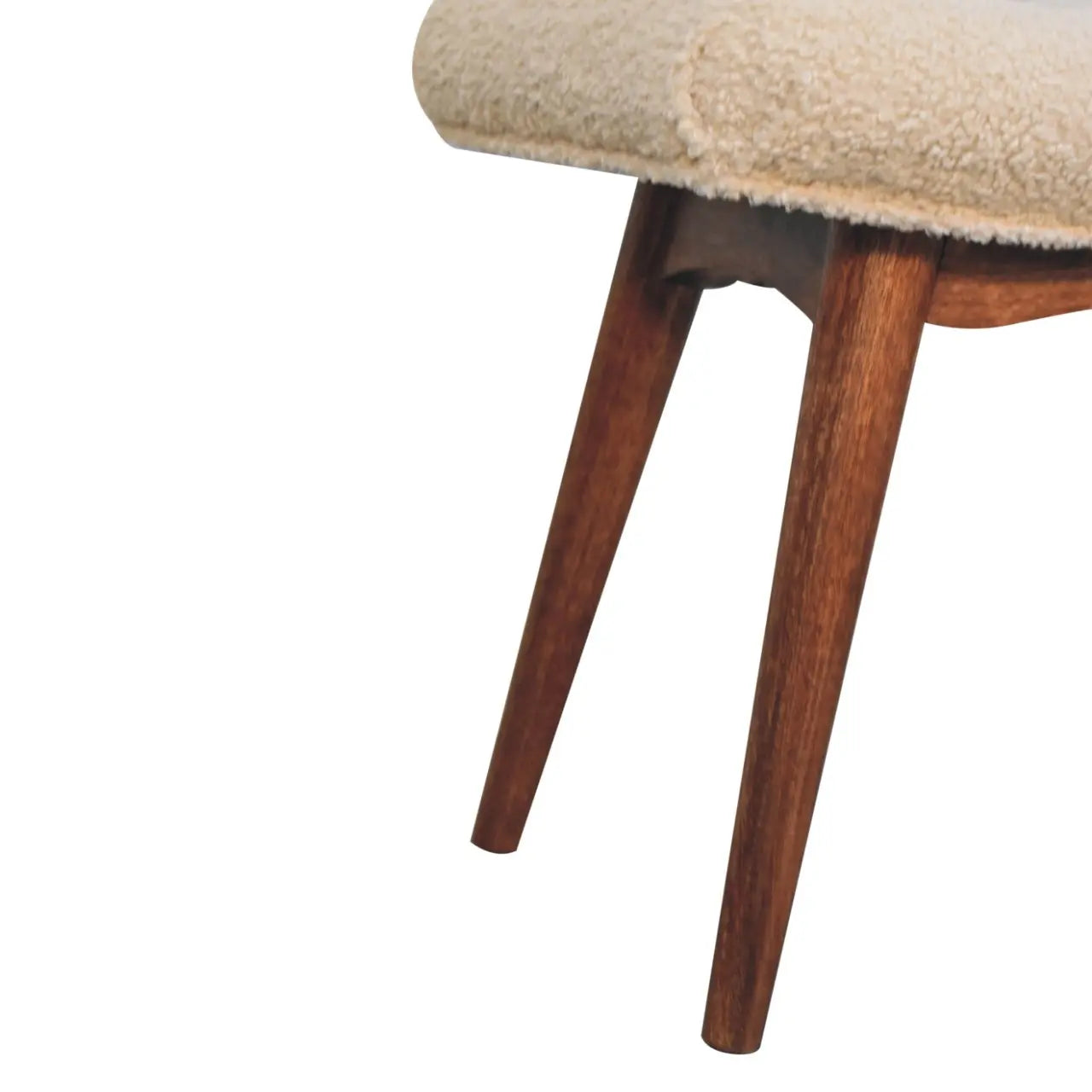 Honey Caramel Boucle Cream Curved Bench - Living with Luxury