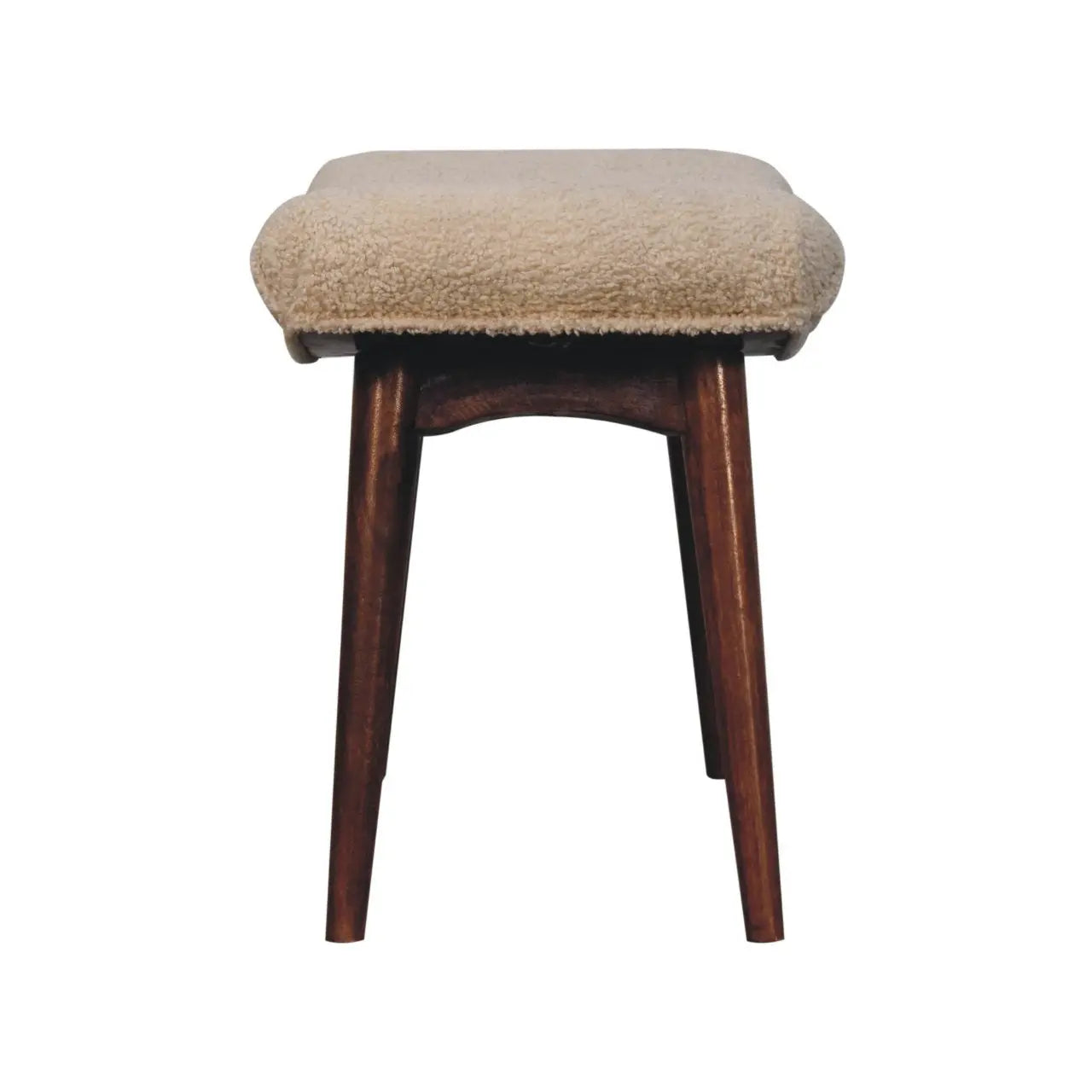 Honey Caramel Boucle Cream Curved Bench - Living with Luxury
