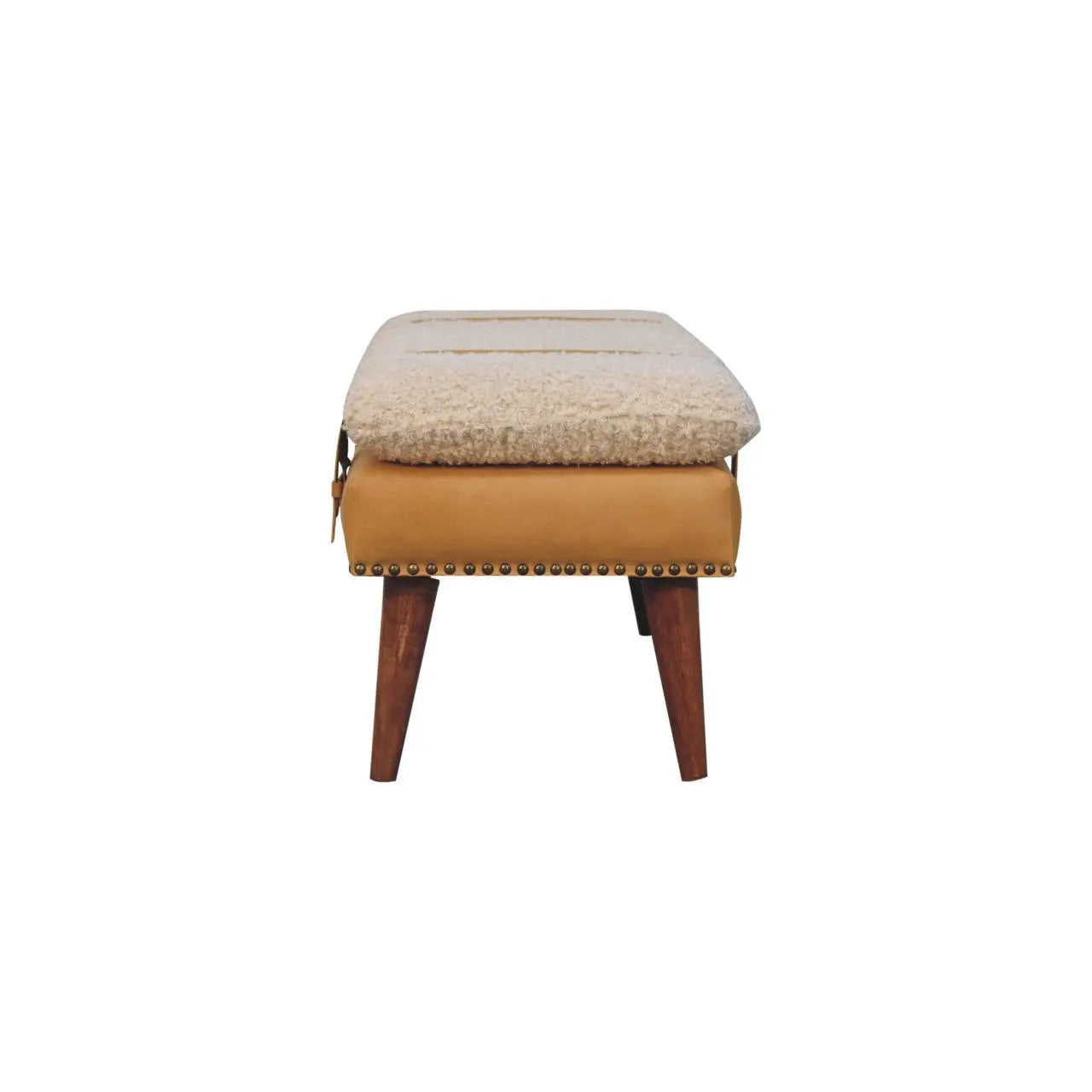 Boucle x Tan Leather Bench - Living with Luxury
