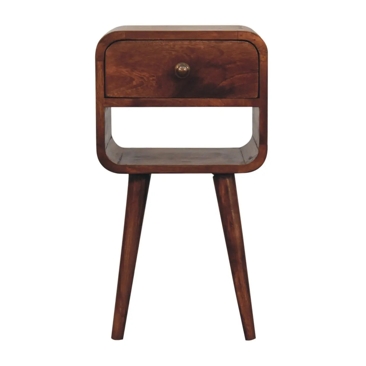 Mini Honey Caramel Curved Bedside with Lower Slot - Living with Luxury