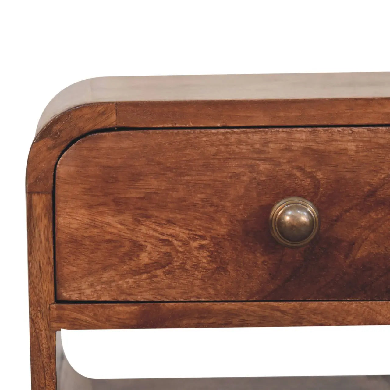 Mini Honey Caramel Curved Bedside with Lower Slot - Living with Luxury