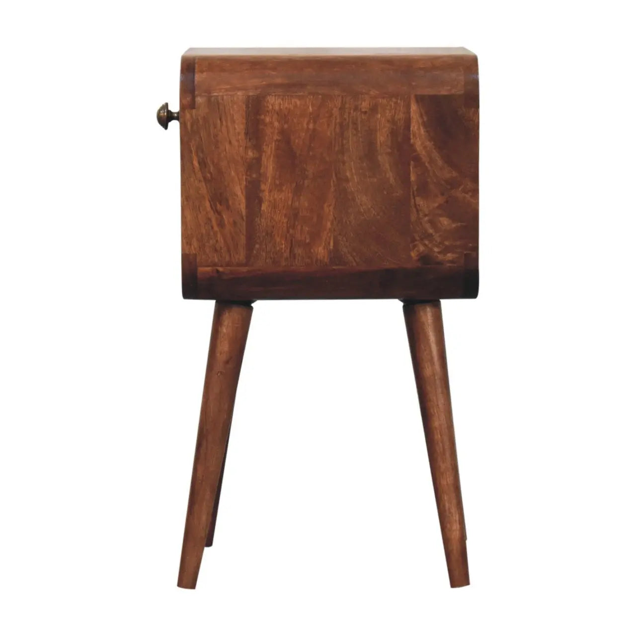 Mini Honey Caramel Curved Bedside with Lower Slot - Living with Luxury