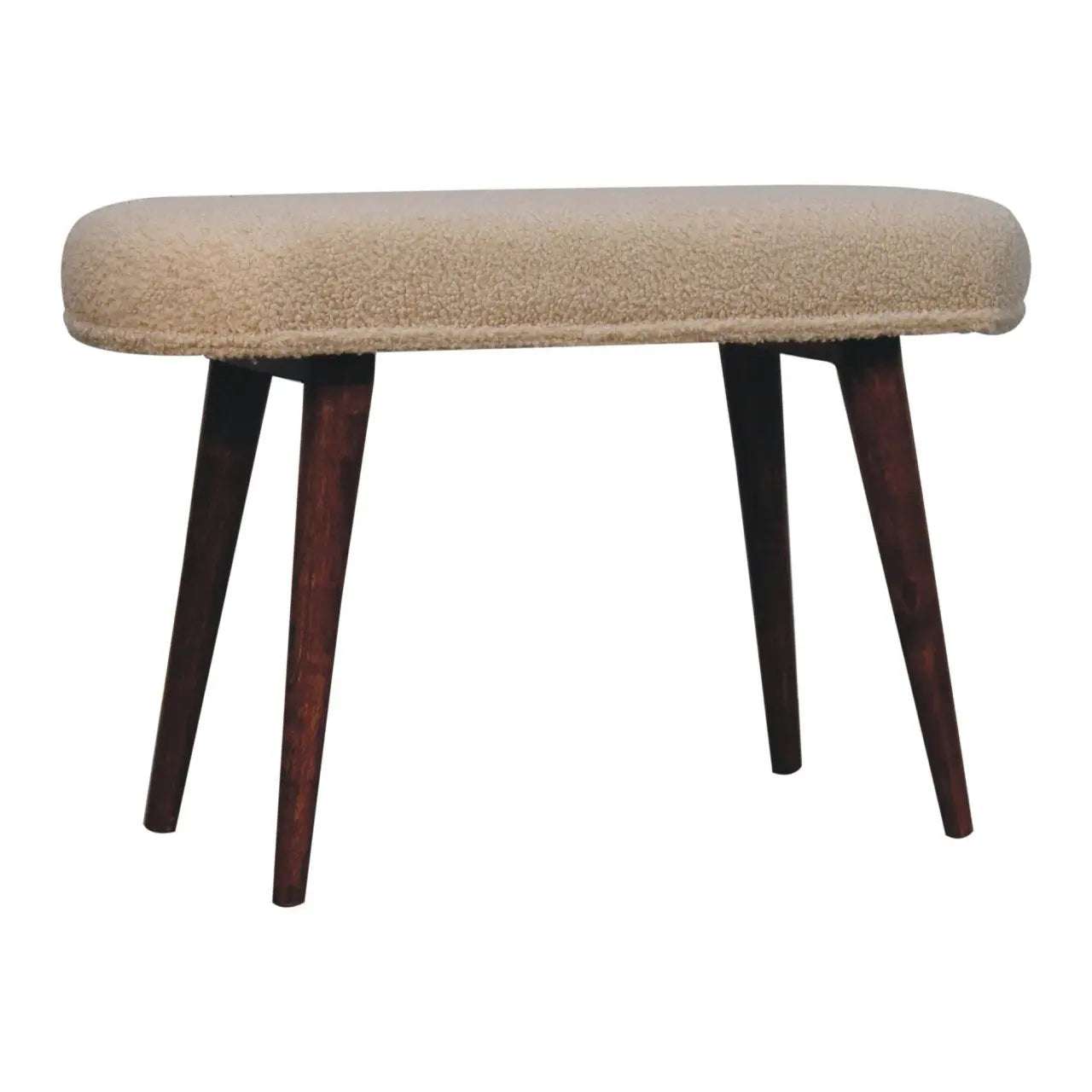 Honey Caramel Boucle Cream Nordic Bench - Living with Luxury