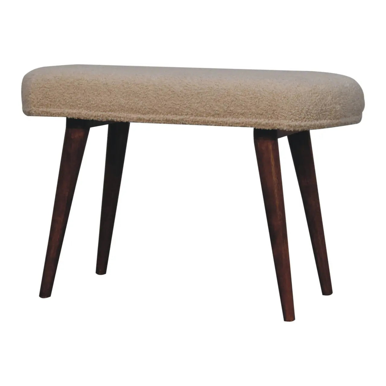 Honey Caramel Boucle Cream Nordic Bench - Living with Luxury